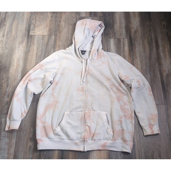 TORRID Pink & White Tie Dye French Terry Full Zip Hoodie Size 2 2XL - Picture 1 of 5